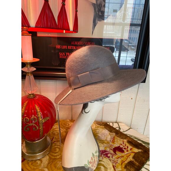 vintage 1970s gray mohair wide brim hat 70s fedora fuzzy wool classic timeless main image 5